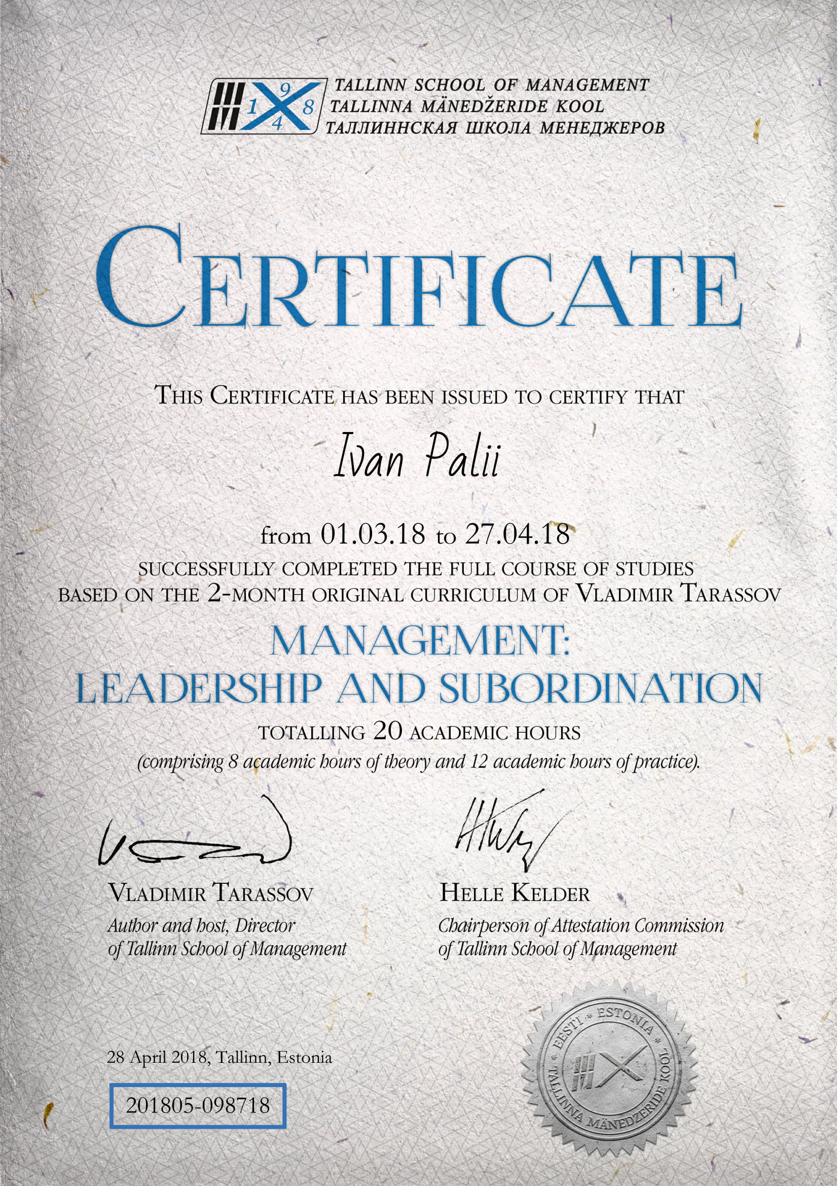 ivan palii leadership and subordination