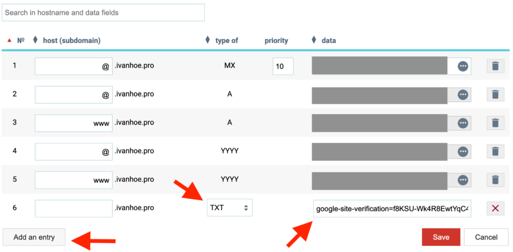 add TXT record in domain name settings to verify search console property
