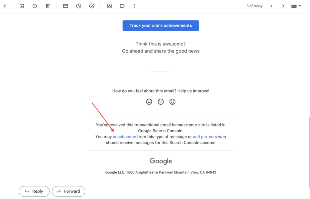 google search console email alerts unsubscribe