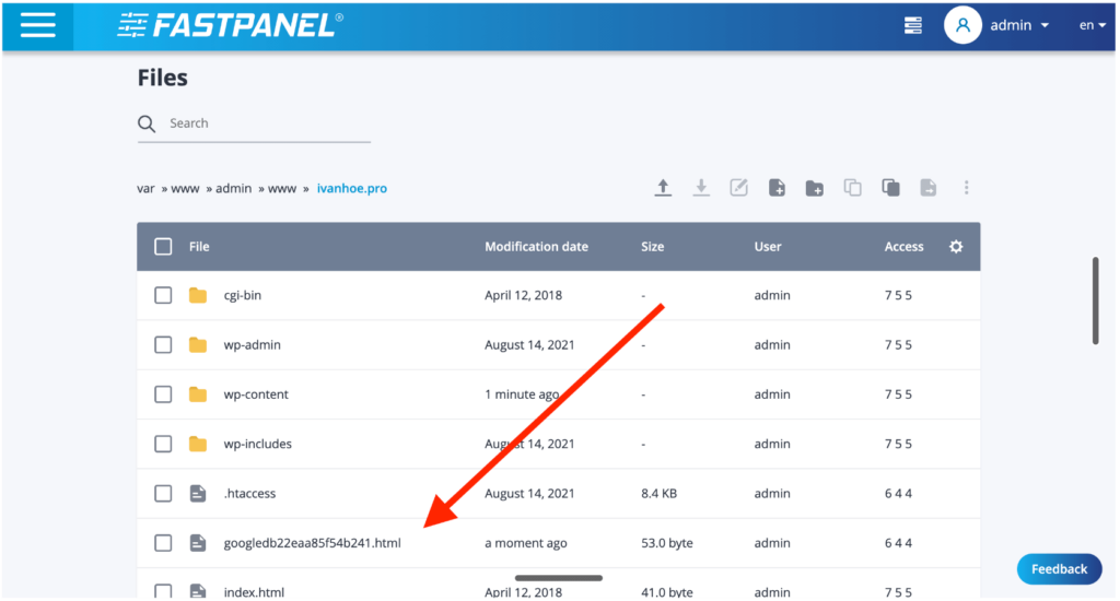 how to upload google search console html file to wordpress