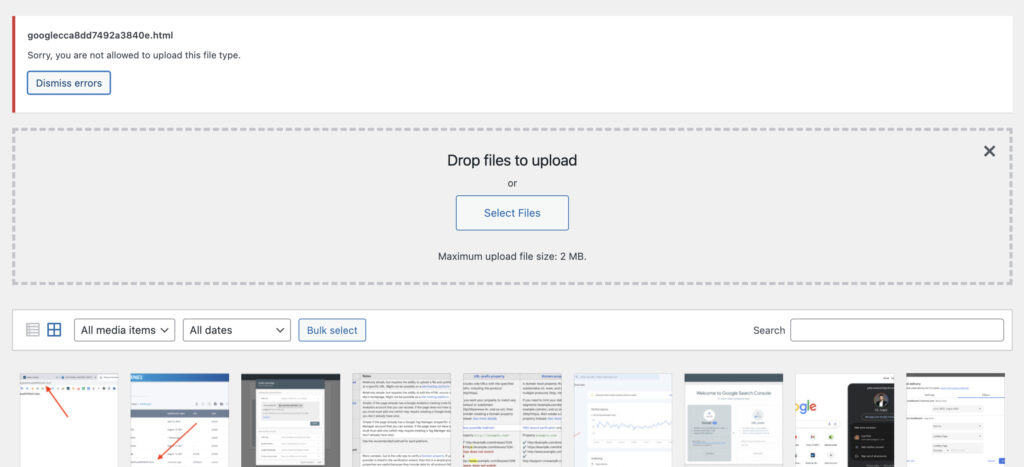 how to upload html file to wordpress for google verification