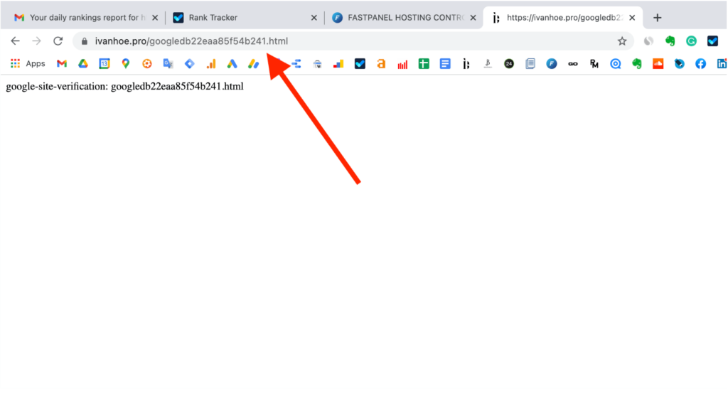 how to upload html verification file to my website