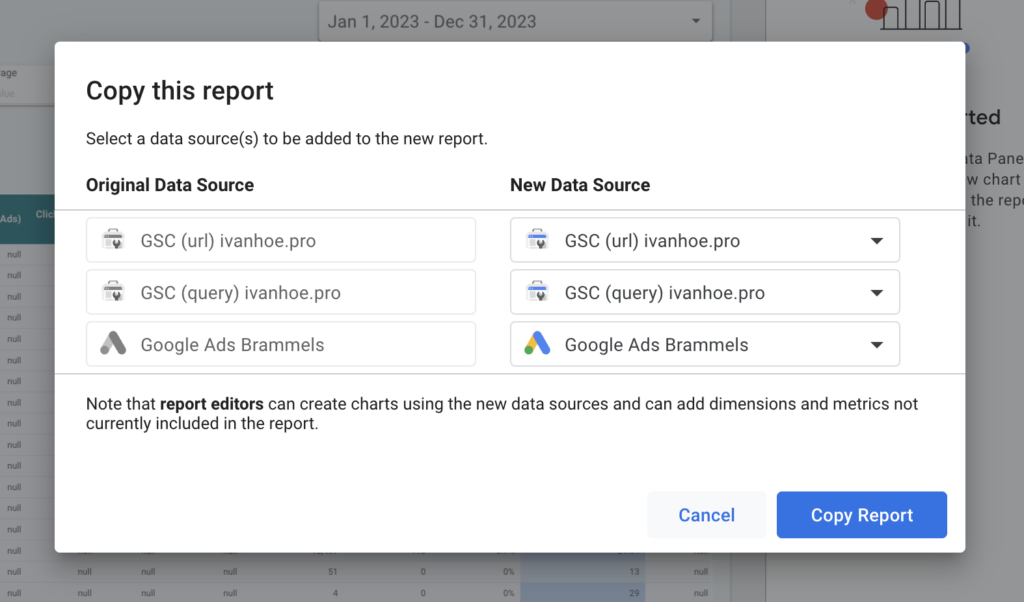 copy looker studio report template