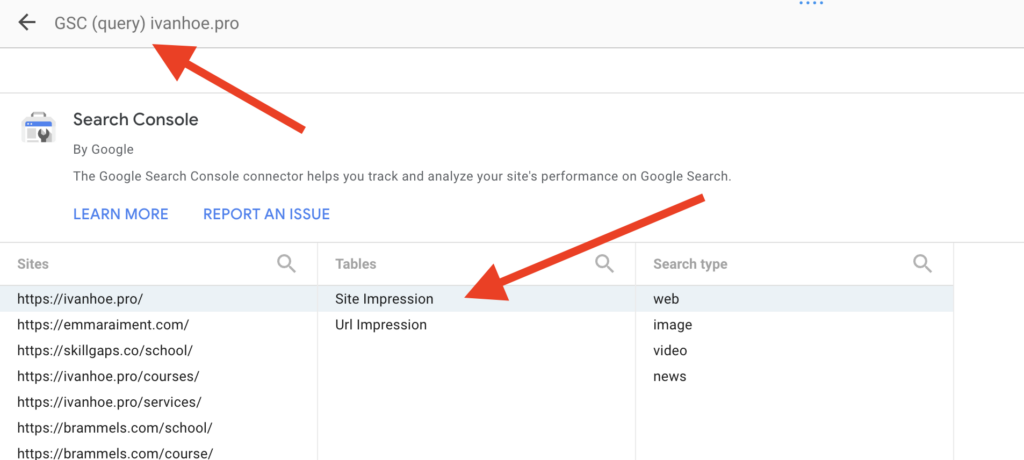 search console site impression