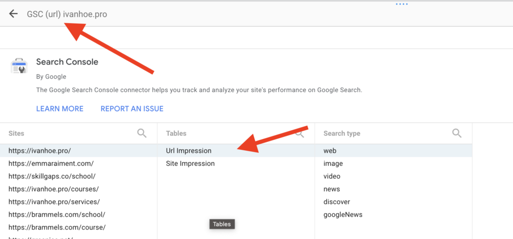 search console url impression