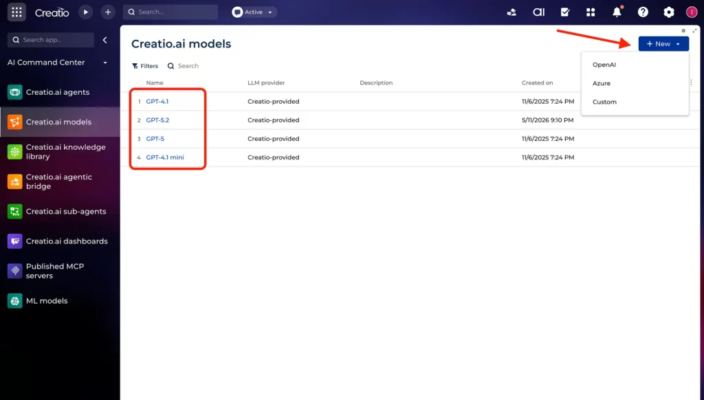 ai options in creatio crm for enterprises