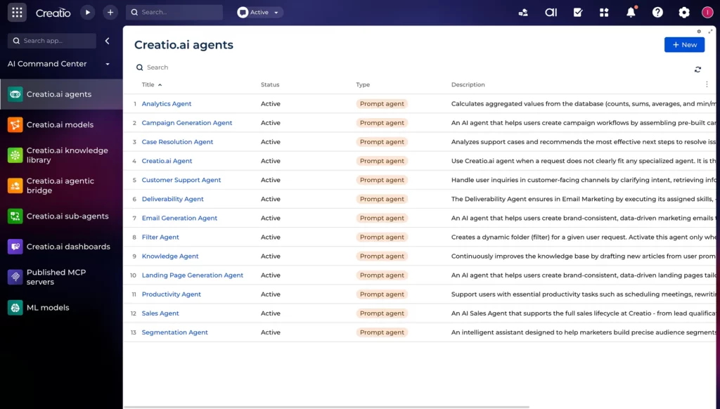 creatio prebuilt ai agents